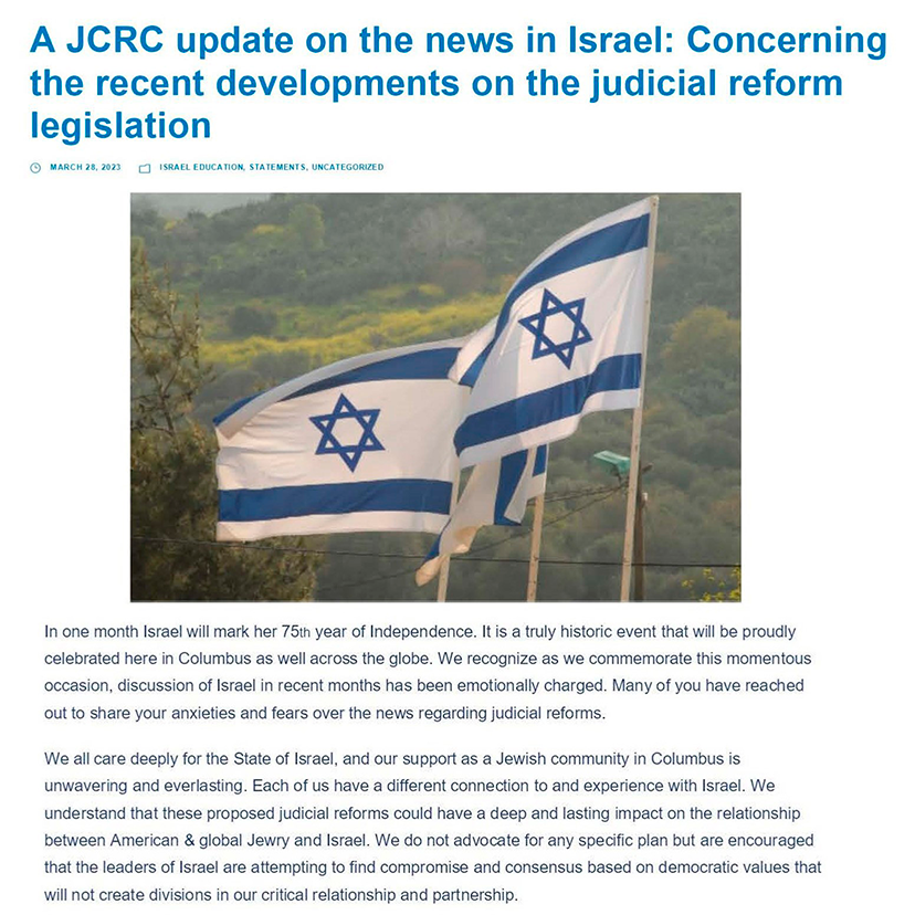 Community Update: Israel’s Judicial Reform Debate