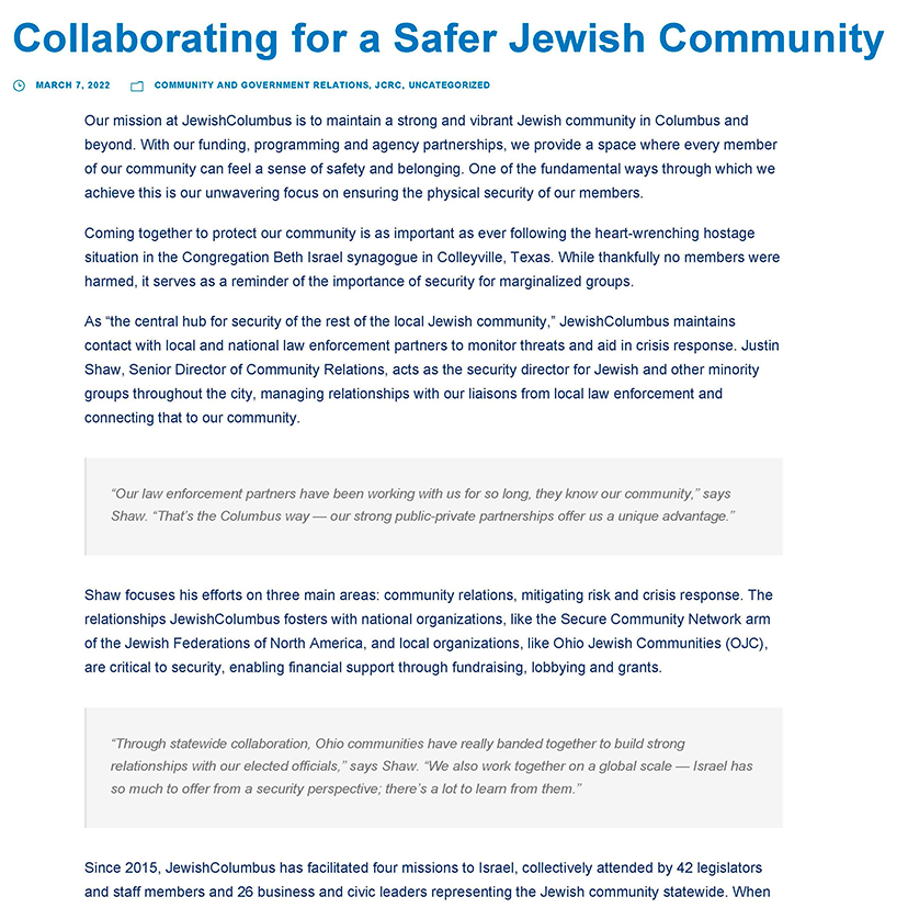 Donor Appeal: Collaborating for a Safer Jewish Community