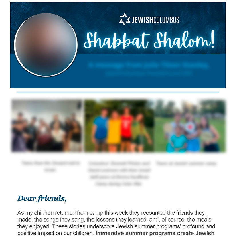 E-mail Newsletter: Shabbat Message from Camp and Carmia Partnership